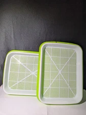 NEW SET OF 2 SPROUT SEED KIT TRAYS DRAIN HOLES HYDROPONIC GERMINATOR