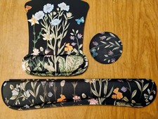 Ergonomic Mouse Pad  Wrist Rest - Memory Foam Set with Black Flower Design for