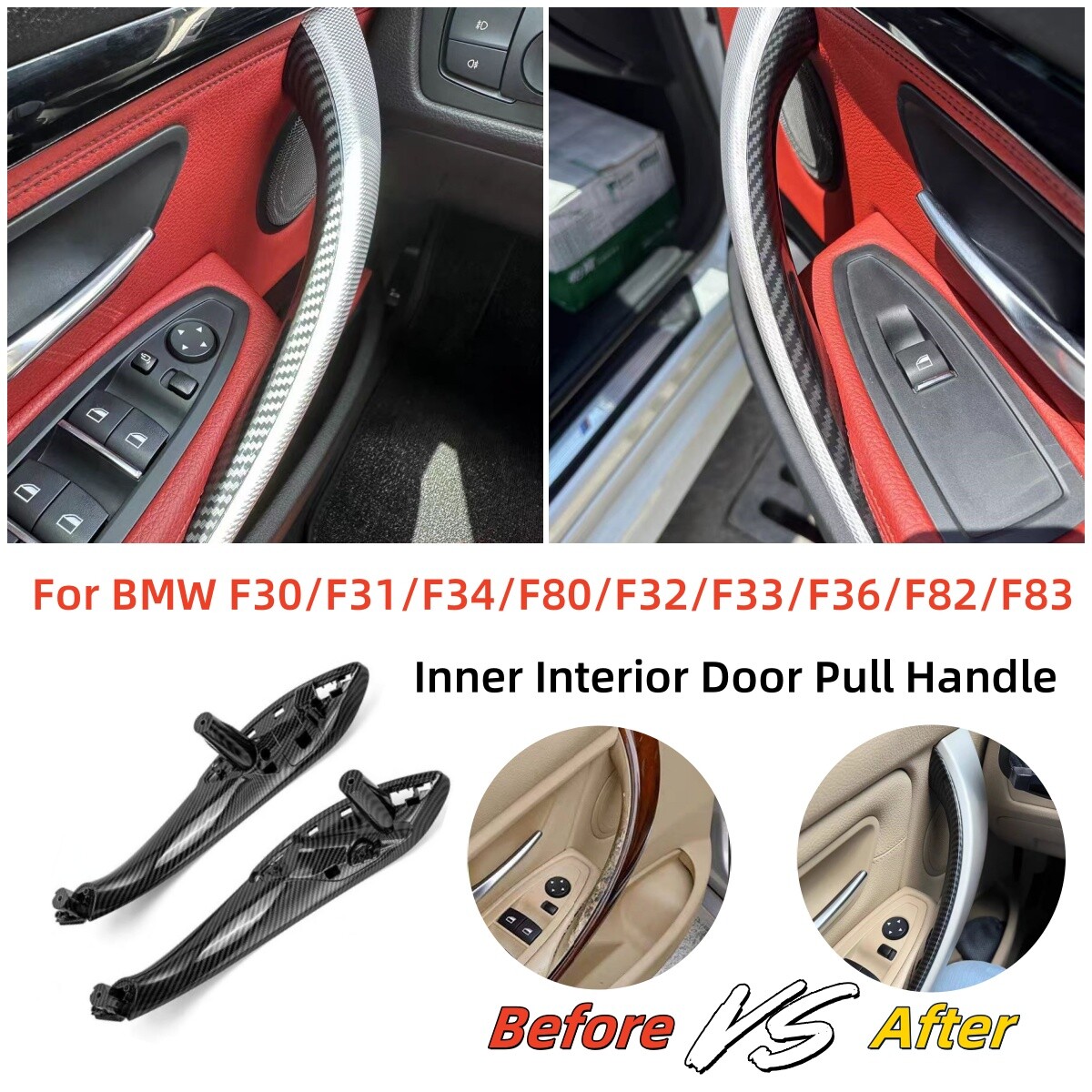 ABS Carbon Fiber Car Interior Door Handle Trim Fit BMW F30 F32 F35