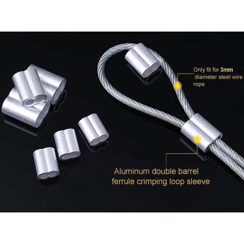 200 Stück Aluminium Crimpschlaufe Hülse Kabel Crimp für 1/8 Zoll Durchmesser doppelt - Bild 7 von 7