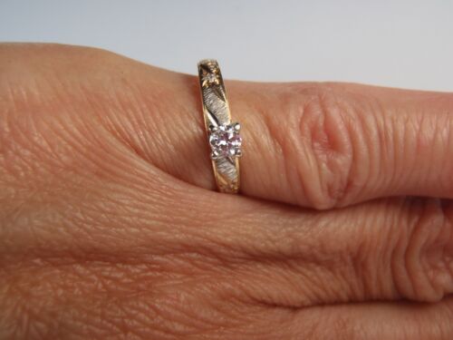 14k Yellow Gold Natural Round Diamond Solitaire Engagement Ring .10 Tw Sz 4 3/4 - Picture 21 of 21