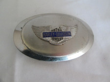 Harley Davidson Chrome Oval Belt Buckle With Bar & Shield & Eagle Wings