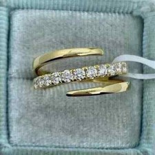 1CT Round Lab Created Diamond Women's Wedding Band Ring 14K Yellow Gold Plated