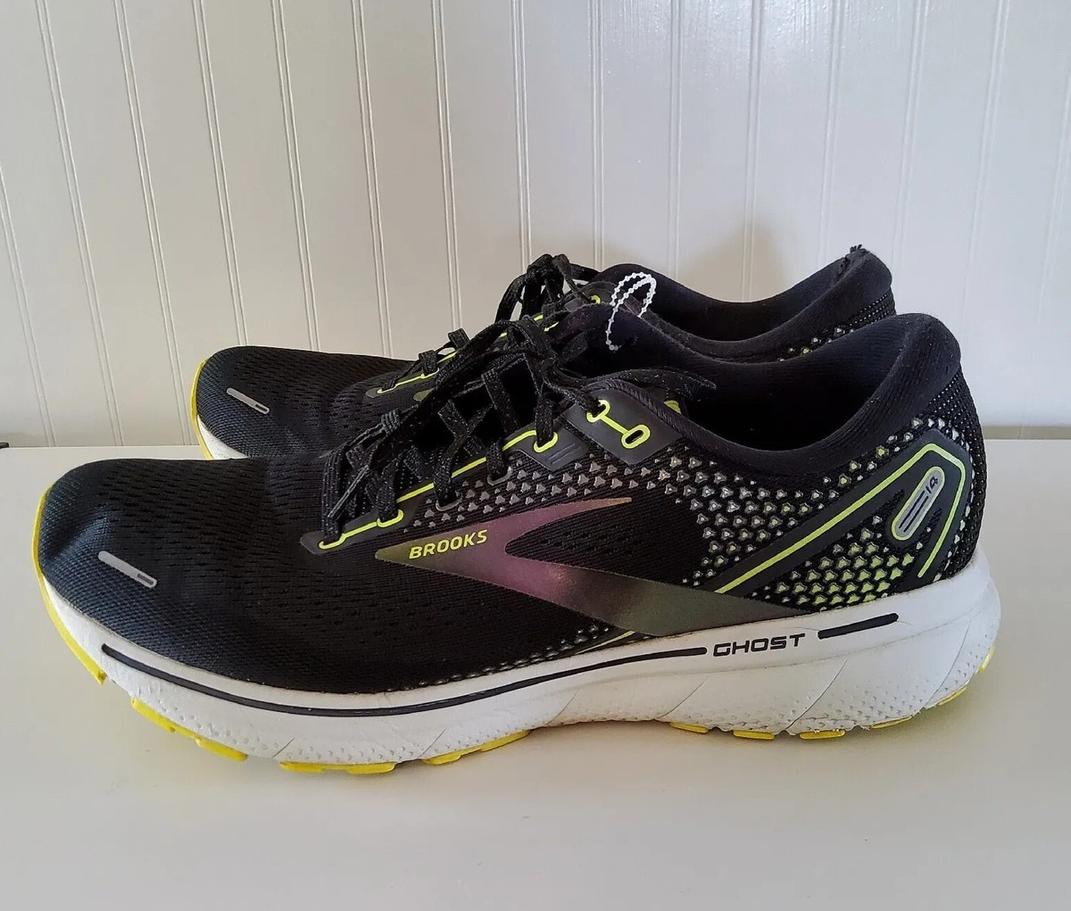Brooks Ghost 14 Mens Running Shoes Black Triple Black 1103691D020 Size 9.5 Brooks Ghost 14 Black Lace Up Running Shoes Sneakers  main image 4