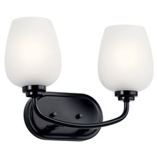 Kichler 2-Light Bath Vanity Light Black Steel 14.5in