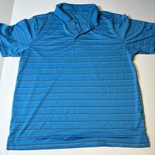 PGA Tour Blue Stripe Golf Polo Shirt Men  s Sz XL A1734