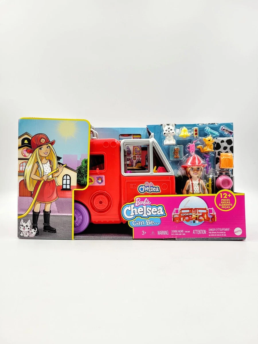 Barbie Chelsea Doll & Fire Truck Playset With 15