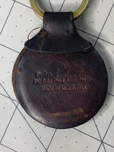 Vintage Polo Ralph Lauren Brown Saddle Leather Pony Key Chain Key Ring Fob (H3) - Picture 6 of 8