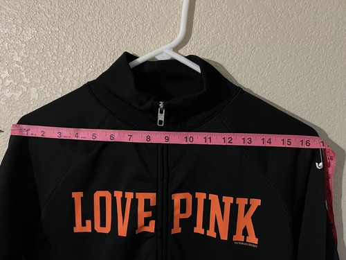 Giacca Victoria's Secret LOVE PINK Cowboys Win OSU Varsity nera e arancione taglia XS - Foto 7 di 8