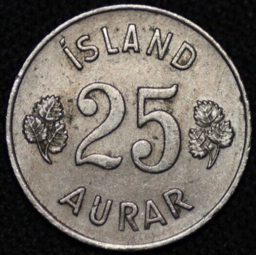 ICELAND ~ 1958 ~ 25 Aurar ~ AU World Coin ~ (1 COIN ONLY) ☘️ W-#1250 ☘️ - Picture 2 of 6