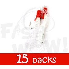 15pks White Fishing Shrimp Fly Rig Krystal flash Rockfish Rig Rock Cod 5/0 Hook