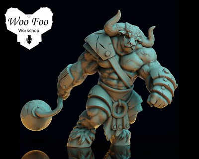 Minotaurus Brute mit Schlegel 3D gedruckt in Resin 32mm Fantasy, Print My Minis 