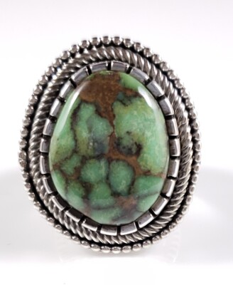 Bryan Joe Sterling Silver Navajo Ring Handmade Custom Design Damele Variscite 