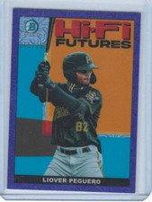Liover Peguero 2022 Bowman #HIFI-20 Hi-Fi Futures Mojo Purple Refractor /250