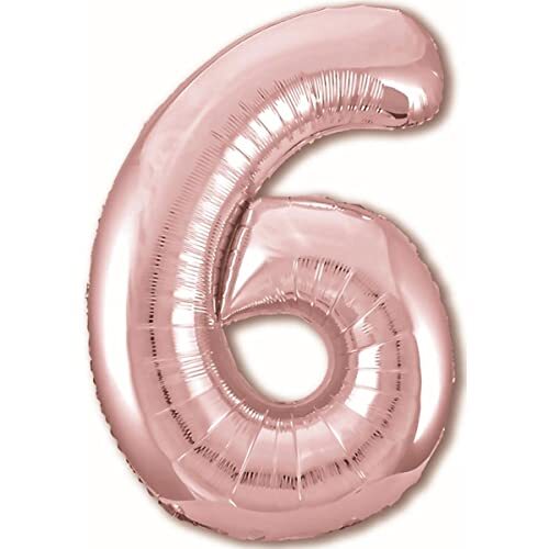 Palloncino 6° Compleanno Numero 6 Gigante Rosa Oro, Palloncino XXL di (G6O)