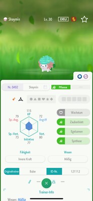  Pokémon Shaymin Shiny Deutsch Level 30 - Pokémon Home  Strahlender Diamant  