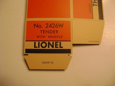 Lionel 2426W Diecast Tender Licensed Reproduction Box w/insert (2-city)