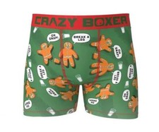 Crazy Boxer Happy Holidays OH SNAP Gingerbread Men Script Green Boxers Men's NWT