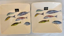 Effetti Home Square Fish Soup Bowls Handmade in Italy 8.5" Lot Of 2 Nautical