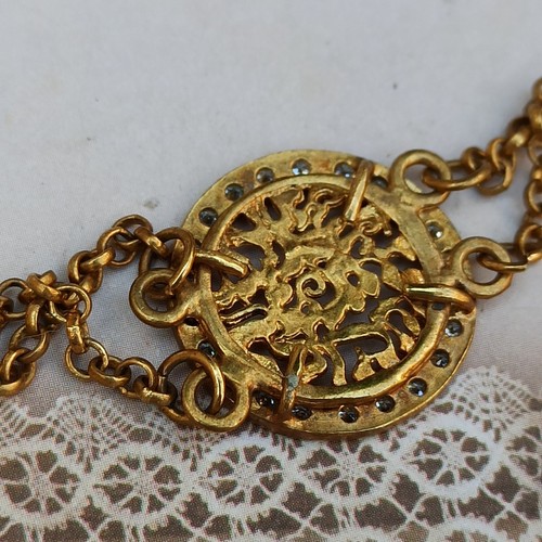 Shema Israel Bracelet Gold Tone Hebrew Jewish Shield Charm Rhinestone Lady Gift - Picture 10 of 16