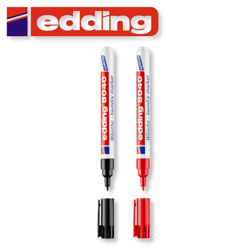 Edding 8040 Laundry Marker Marker Pen Waterproof Red Black - Picture 1 of 3