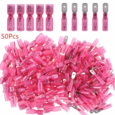 50X 22-16 Gauge Heat Shrink Spade Quick Disconnect Crimp Connectors Terminal Kit