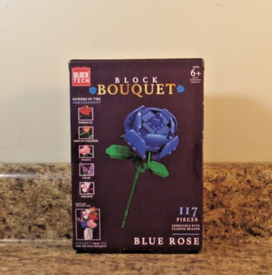 Block Bouquet Blue Rose Flower Building Block Set 117 Pieces NEW