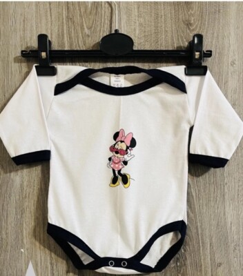 Kinder , Baby Body Minnie Mouse , Mickey Mouse Gr. 74 , Gr. 80 ,weiß schwarz Neu