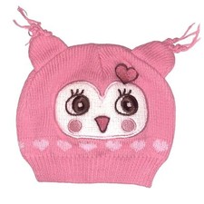 Little me girl's knit Owl pink 0-12 months cotton animal beanie hat warm winter