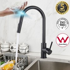 Touch Sensor Kitchen Sink Mixer Taps Black Pull Out Single Lever Faucets  360°