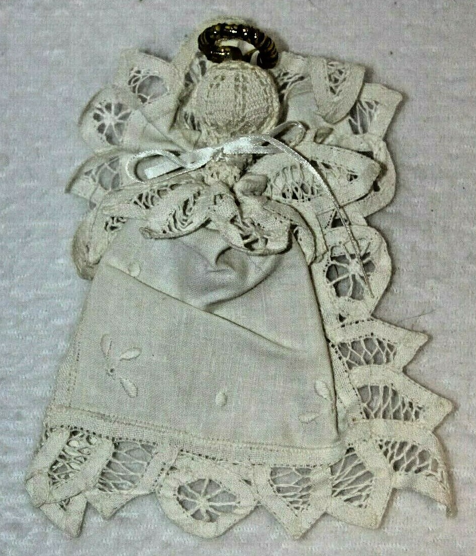 Vintage Handmade Battenburg Lace Doily Angel Christmas Ornament