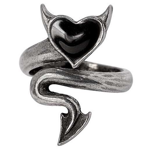 Alchemy Gothic☆鬼の指輪☆約12号 Alchemy Gothic Black Heart Devil Horns Wrap Ring Adjustable