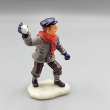 De Colección Lemax Niño Hombre Estatuilla Lanzando Bola de Nieve Bola de Nieve Lucha Navidad Pueblo