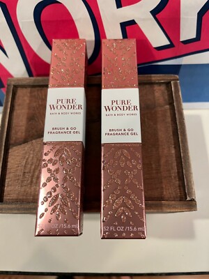  Bath & Body Works PURE WONDER Brush & Go Fragrance Gel Perfume Set of 2 NEW