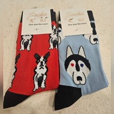 Socks R Us Dog Patterned Socks - Red and Blue