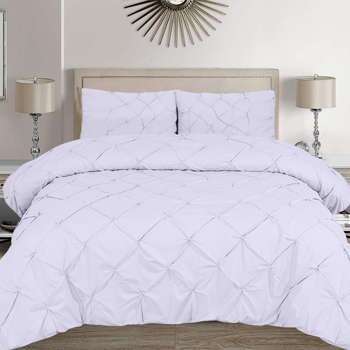 100% EGYPTIAN COTTON 400 THREAD COUNT PINTUCK DUVET COVER SET SINGLE DOUBLE KING - Picture 11 of 25