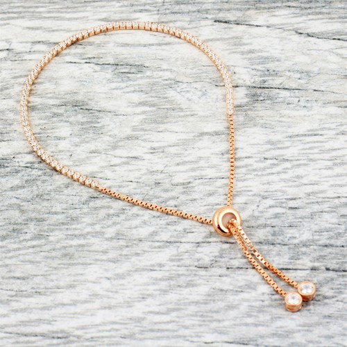 925 Sterlingsilber Schwarzgold/Rosévergoldet 1 Karat CZ Bolo Tennisarmband - Bild 9 von 10