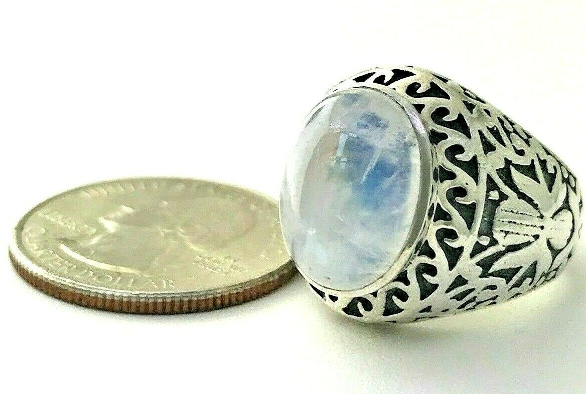 Sterling Silver Moonstone Statement Ring Oval Cab… - image 9