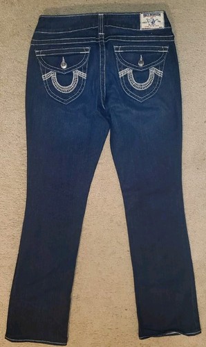 Pantalones de mezclilla True Religion de colección Becky costura recta solapa bolsillo talla 30x34 usados dos veces - Imagen 3 de 19