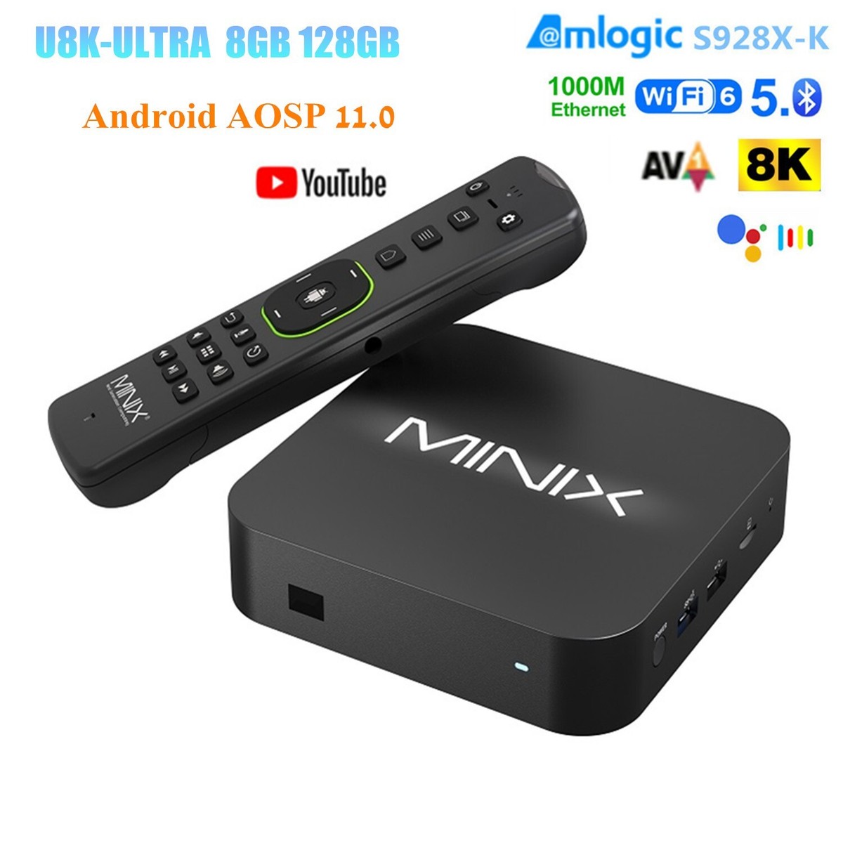 MINIX U8K-ULTRA 8K UHD Media Hub Android 11 TV Box S928X-K 8G 128G