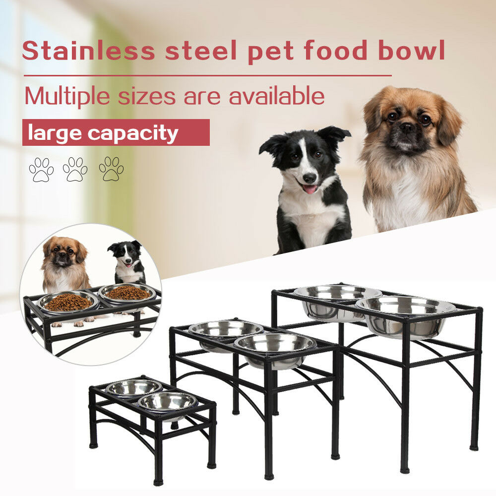 Elevated Dog Bowls,Stainless Steel Raised Dog Bowls, Adjustable to 8  Heights(2.75 up to 20''),for Small, Medium, Large,Extra Large Sized Dogs  with 2 Stainless Steel Dog Bowls for Food & Water 