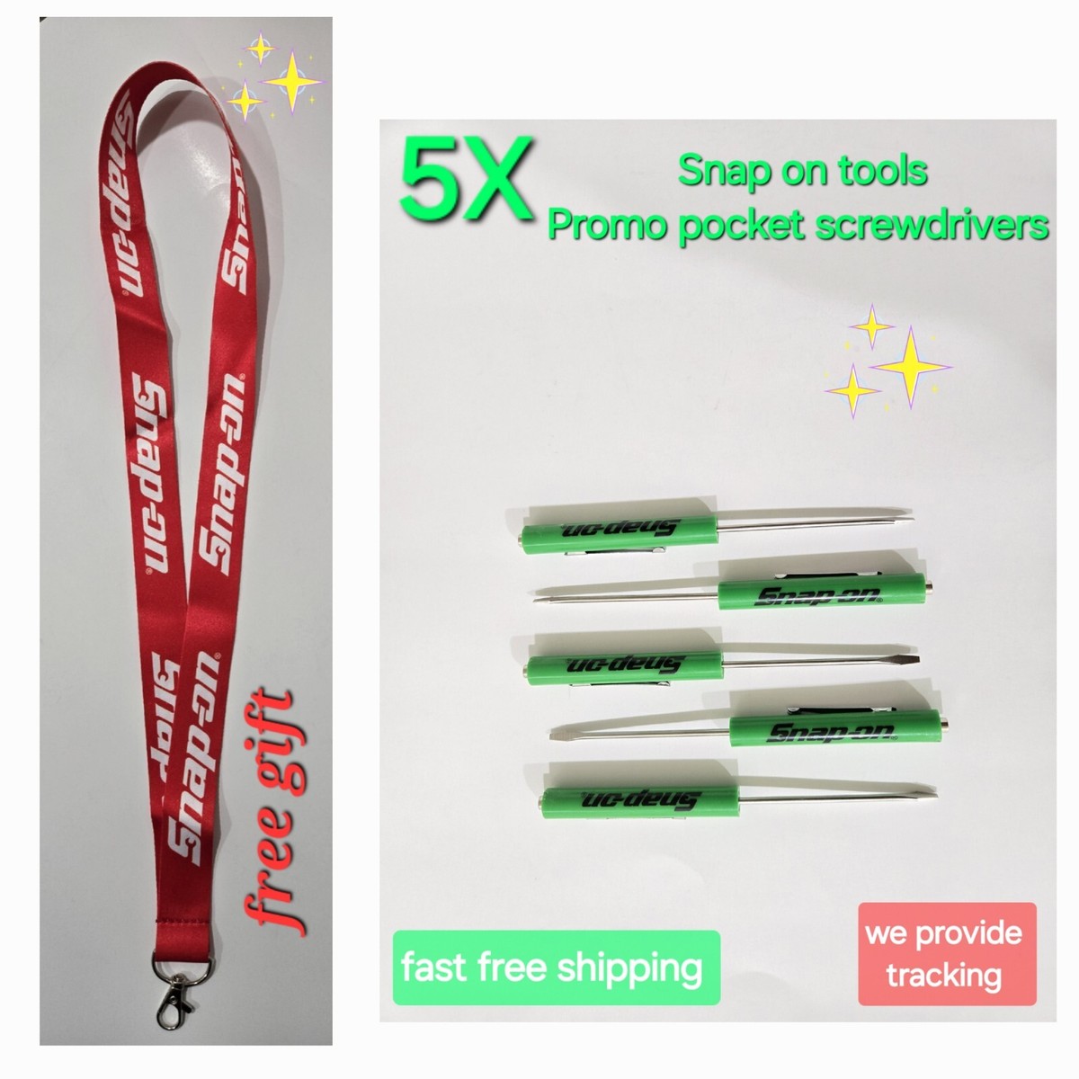 5X Snap On Tools Screwdrivers Per Order Green Pocket Promo Magnet End - Foto 4