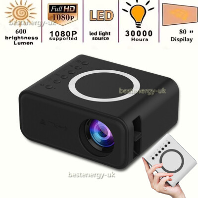 Tragbar Projektor HD 1080P LED Mini Projektor Multimedia Heimkino Movie Theater