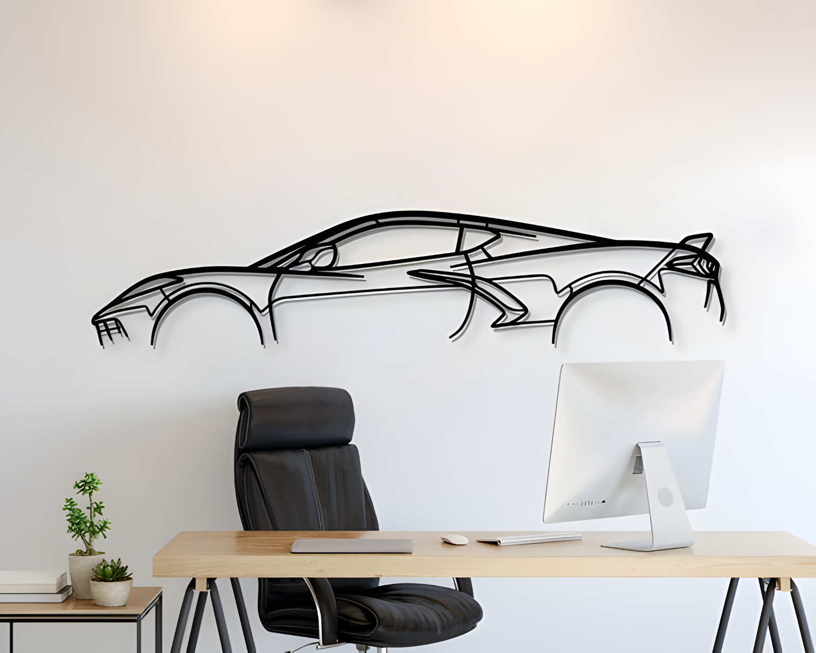 3D Acrylic Metal Car Silhouette Wall Art - Chevrolet Corvette C8 Home Decor