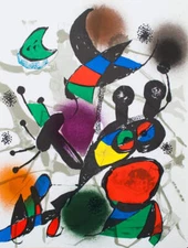JOAN MIRO Litografia original II 13" x 9.75" Lithograph 1975 Surrealism Multicol