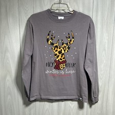 Simply Southern  Hey deer Winter Is Here  Long Sleeve Shirt Size Small