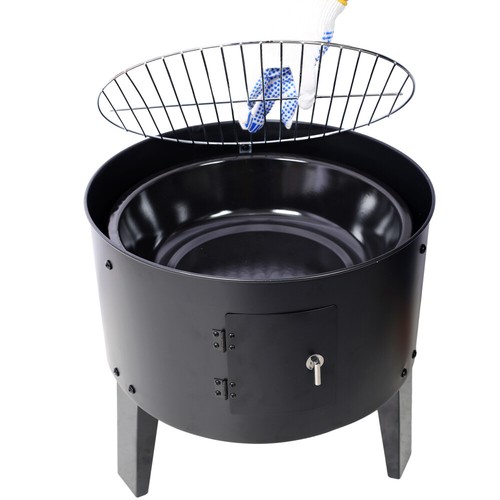 16" Vertical Charcoal Smoker Grill, 3-in-1 Portable BBQ for Camping, Black - Picture 12 of 24