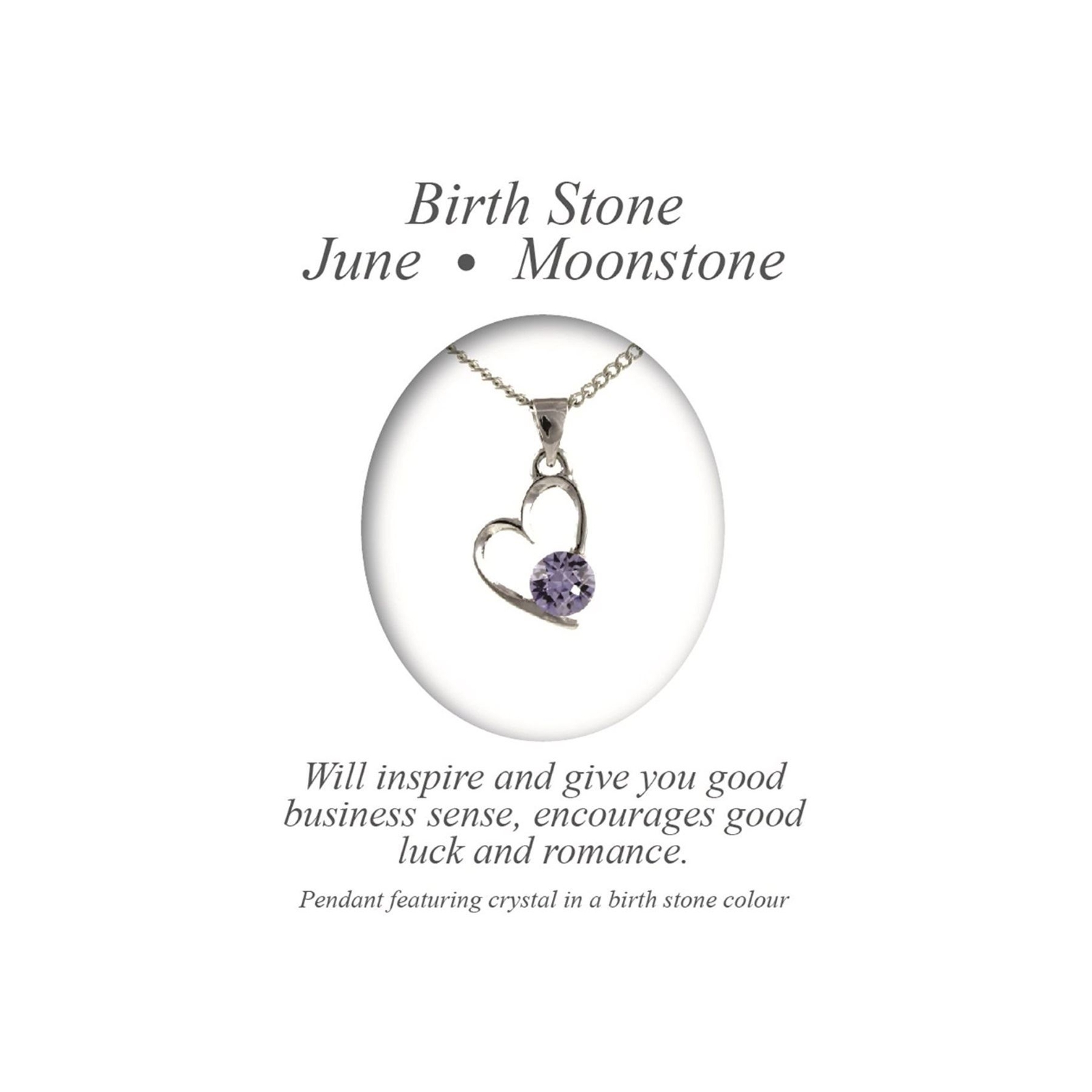 Birthstone Heart Pendant June Moonstone Purple Necklace Chain Gift - Angelys