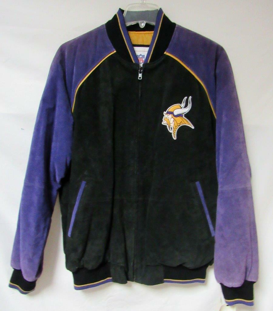 Minnesota Vikings Mens Size Large Suede Leather Jacket A1