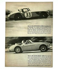 1964 Austin Healey 3000 Advertisement Race Car & Convertible Photo Vtg Print AD